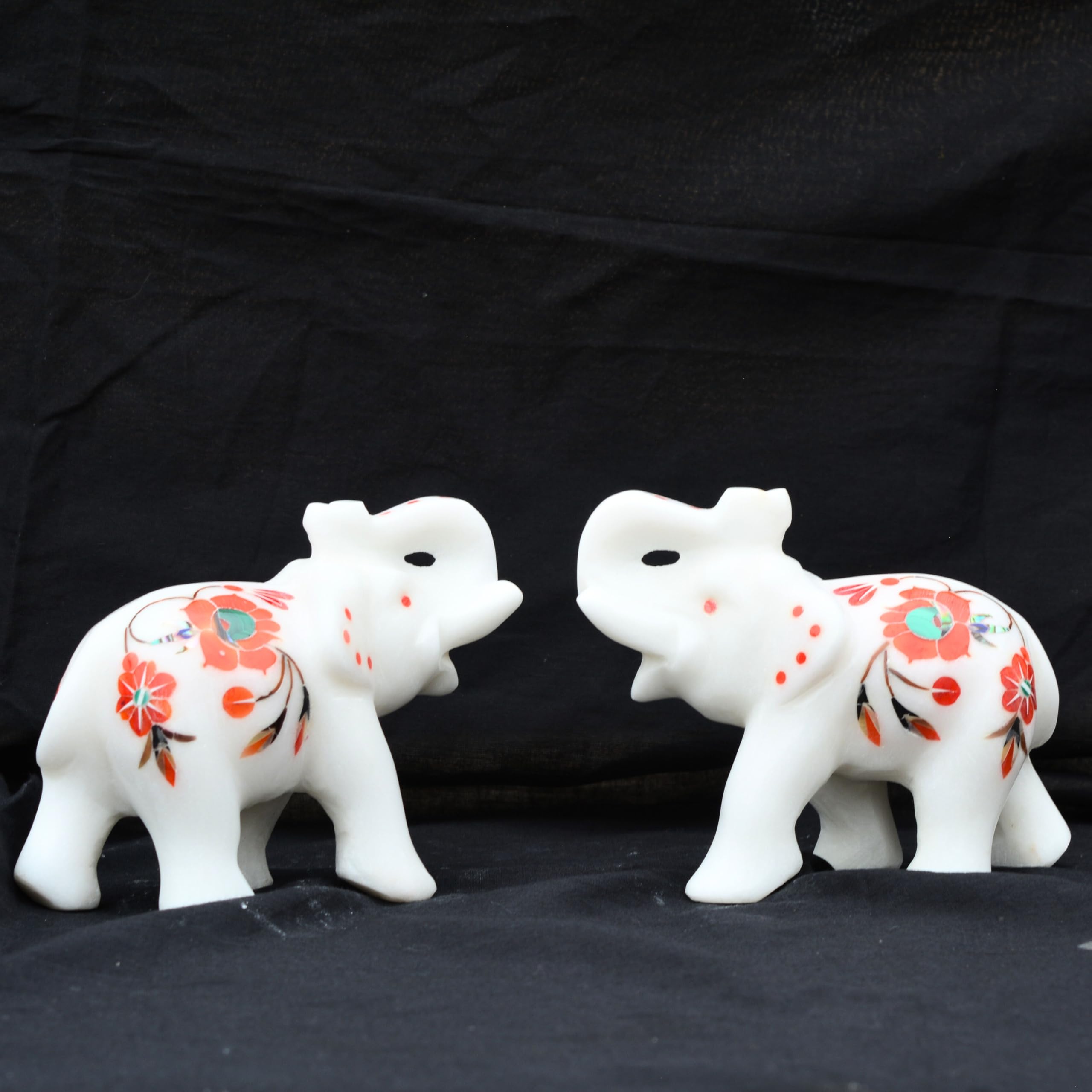 Amazon.co.jp: craftslook 大理石 象嵌 象像 4インチ (2ピース) Hakik